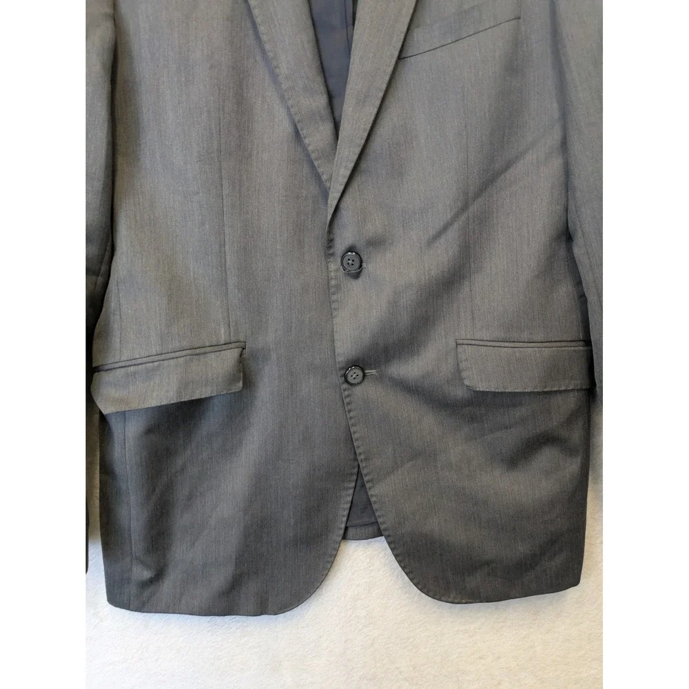 Zara Man Blazer‎ Men's 42 Gray Two Button Notch Lapel Slim Fit Professional